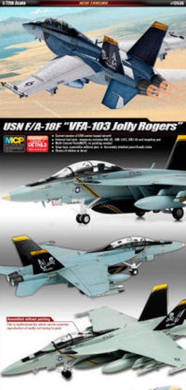 KIT DA MONTARE IN SCALA COMPATIBILE CON F/A-18F USN "VF-103 JOLLY ROGERS" KIT 1:72 ACADEMY ACD12535
