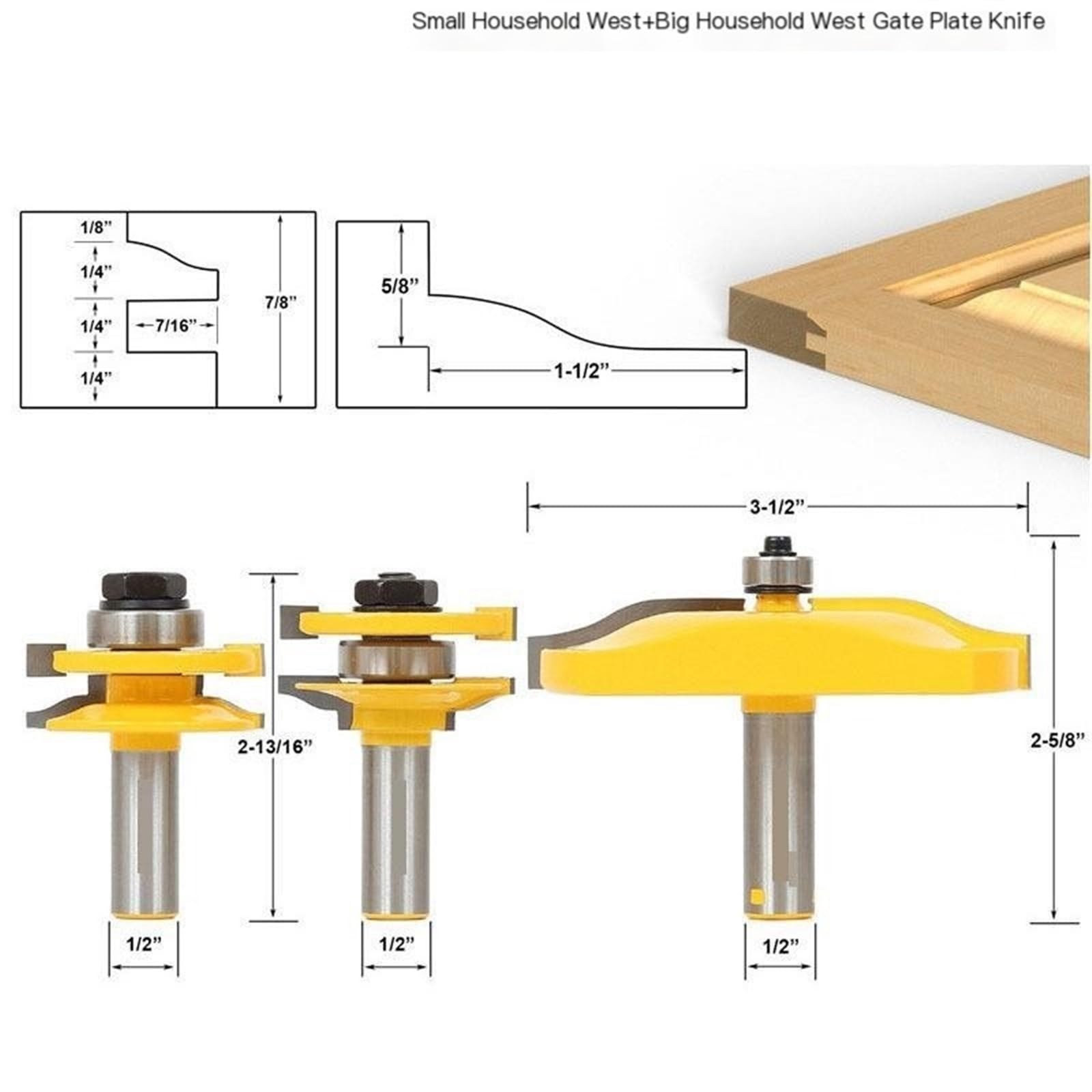 Fresa per scanalature, Fresa for legno for mortasa e tenone for porta dell'armadio 1/2 nel gambo 17-22 mm 2 pezzi o 3(3PCS)