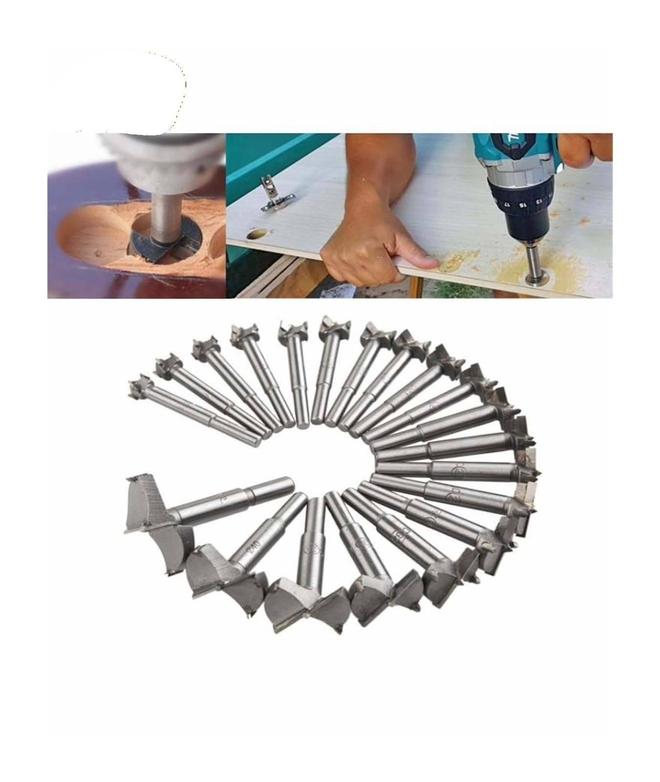 Juego de 16 Uds./20 piezas/23 De brocas 14-50mm, sierra perforadora autocentrante for carpintería(23PCS 14-53MM)