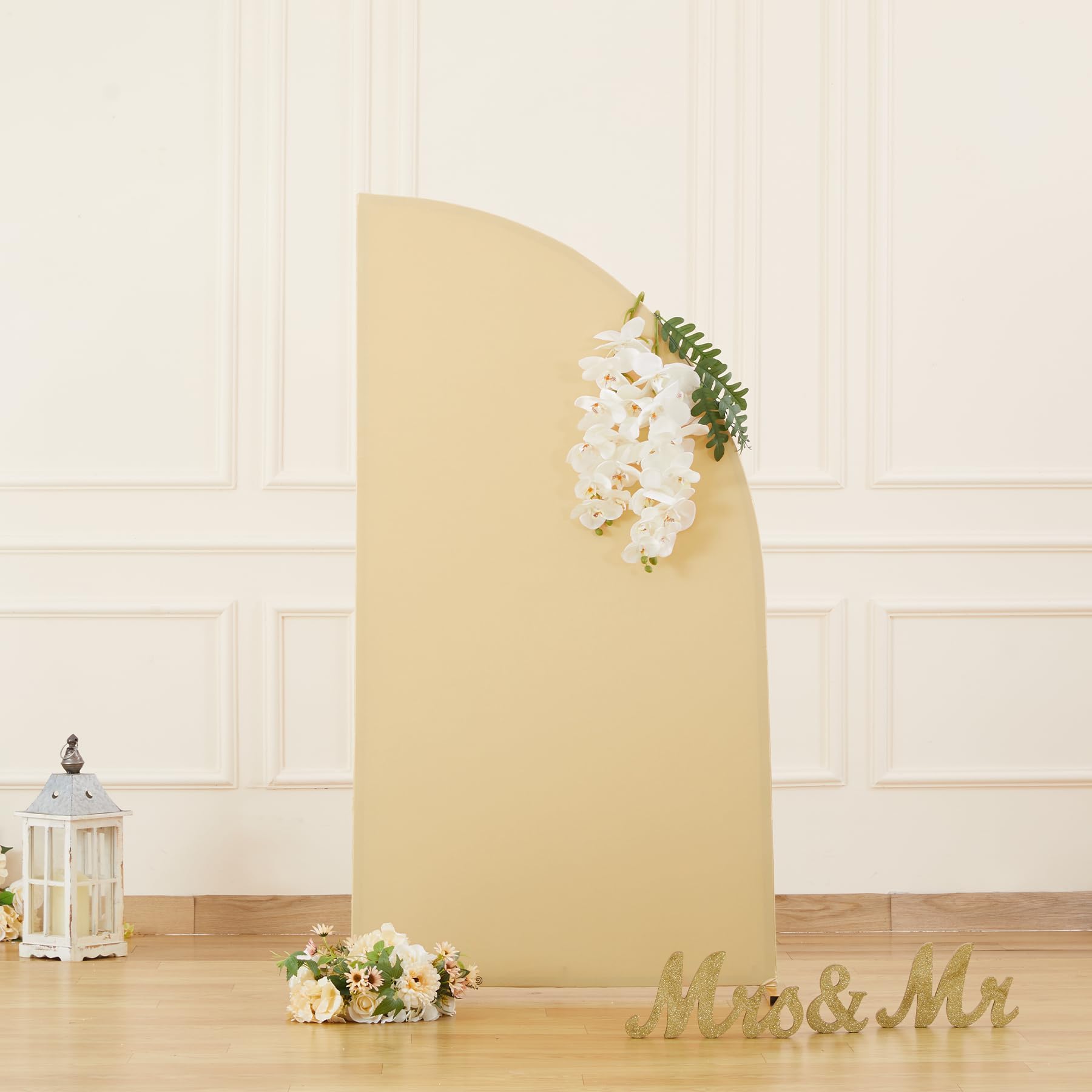 Champagne Half Moon Arch Covers Wedding Arch Backdrop Cover for Weddings Birthday Parties Baby Showers Events – 6ft Champagne Half Arch Fabric Cover Set