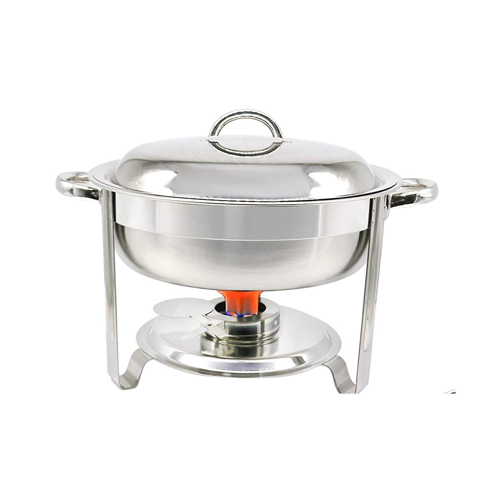 Chafing Dish Rotondo in Acciaio Inox, con Coperchio, scaldavivande, Buffet, per Feste, ristoranti, Forniture per Catering
