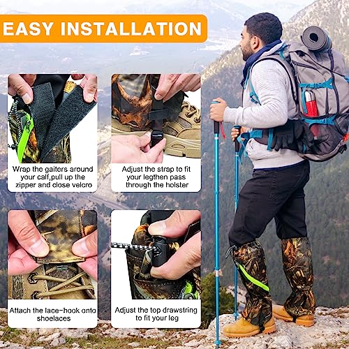 MAGGIFT Leg Gaiters,Gaiters for Hiking Waterproof and Adjustable Snow Boot Gaiters Ultra Anti-Tear Gaiters for Walking, Hunting, Mountain Climbing and Snowshoeing Camouflage - Thumbnail 4