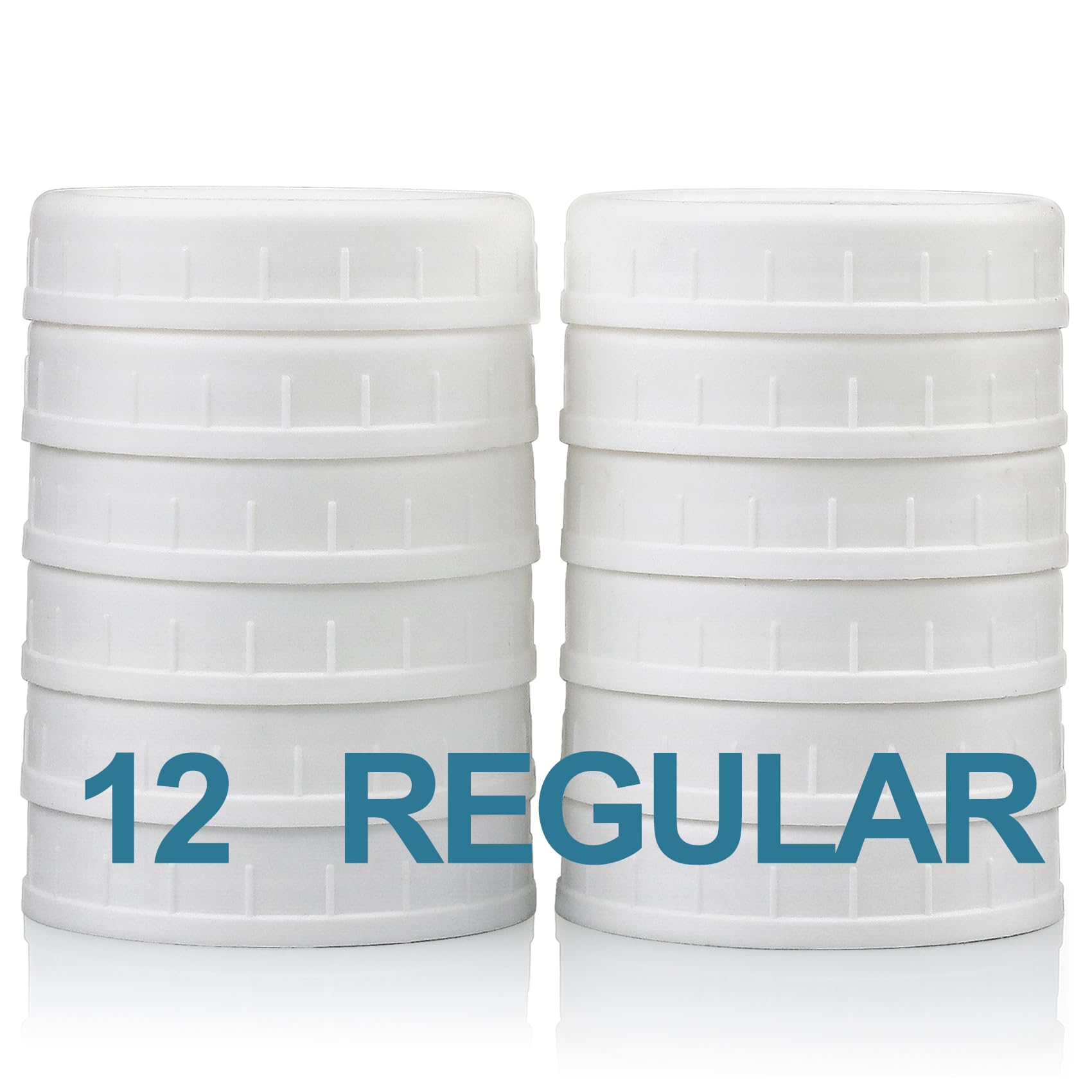 Photo 1 of 12 Pack REGULAR MOUTH Mason Jar Lids for Compatible with Ball, Kerr Regualr Mouth Jars - Plastic Storage Caps for Mason Jars, Canning Jars - Leakproof, Dishwasher Safe & Food Grade - White