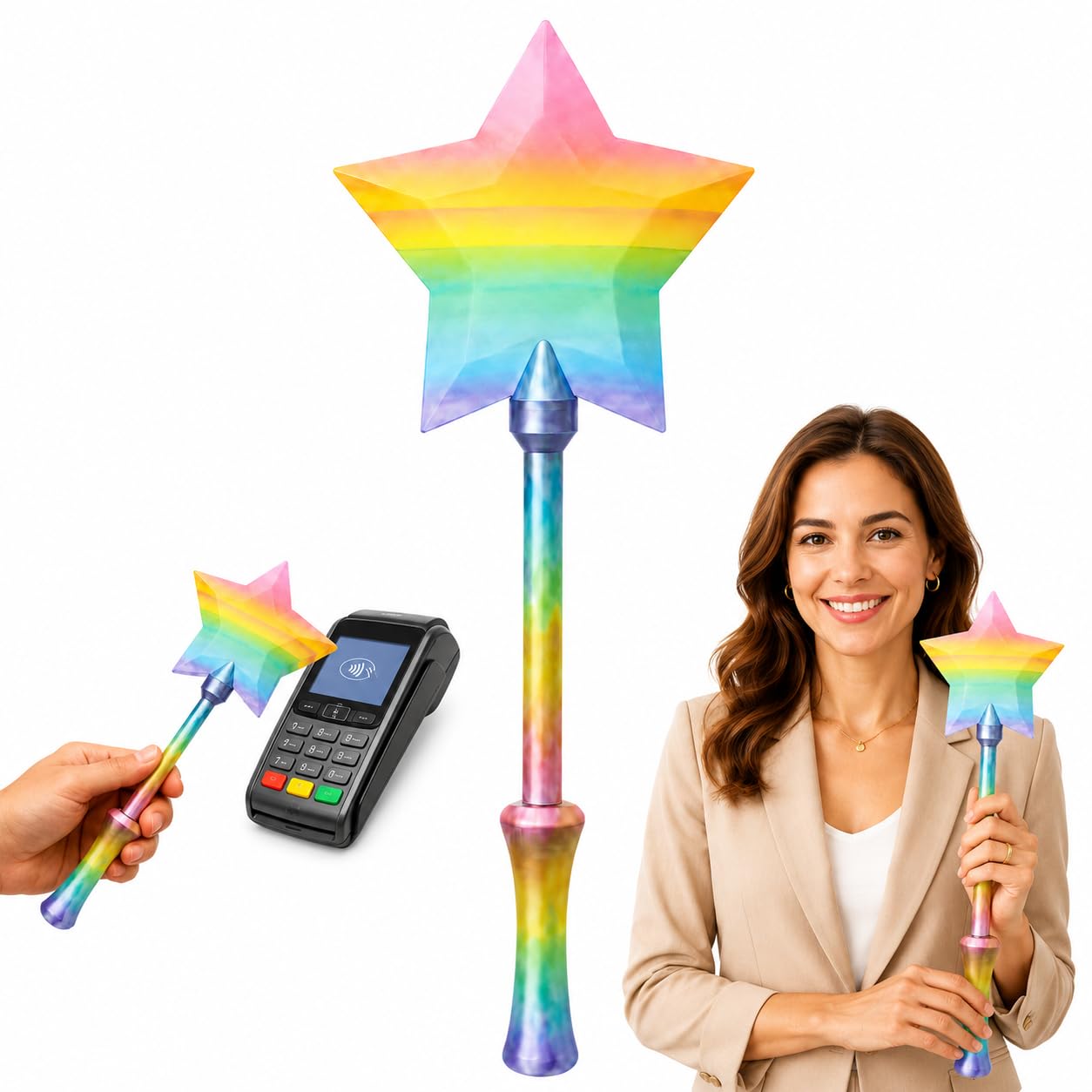 nezafly Credit Card Wand 3D Printed Magic Fairy Wand Card Holder Star Tap To Pay Payment Fun Contactless Prop for Adults Cosplay Magicians Performers Raves Parties Pranks Shopping