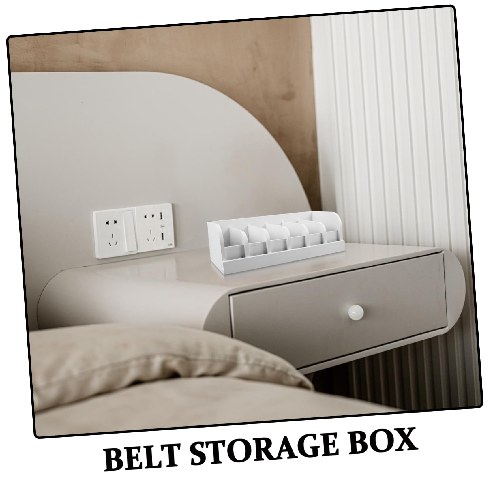 Ipetboom Organizer Elegante Cinture in Multicompartment Design e Bianco Legno per Conservazione di Accessori Armadio