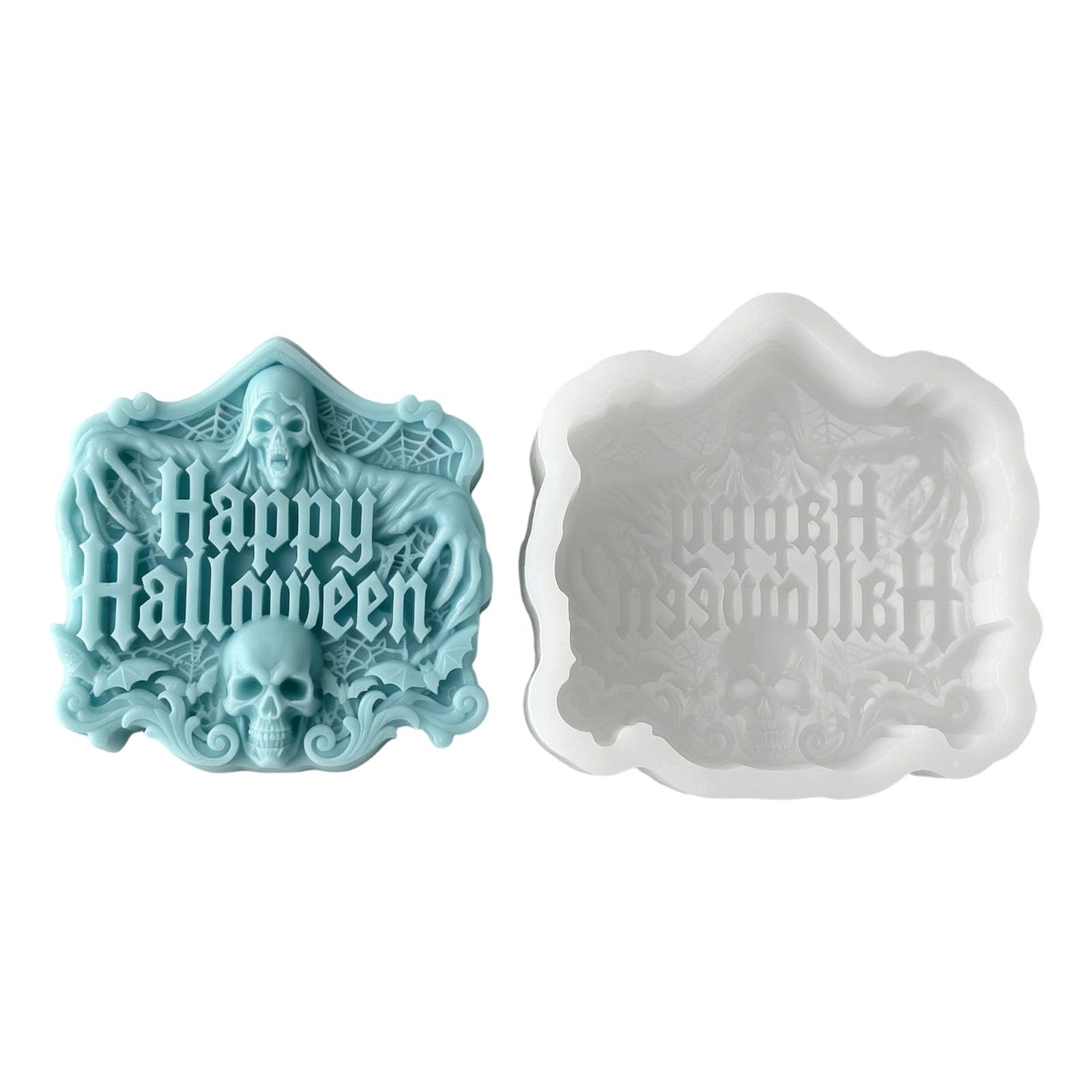 Mekalero Seasonal Sign Mold for Halloween Casting, Silicone Relief Form for Decor Projects and Display Pieces Use Silicone Halloween Mold Sign Casting Relief Form Seasonal Decor Holiday Craft