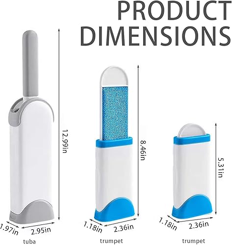 Miniatura 2 de Paquete de 2 cepillos portátiles para quitar pelusas, removedor de pelusa y pelusas para perros y gatos, cepillo autolimpiante de doble cara para