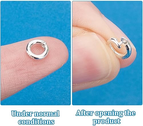 Miniatura 4 de PH PandaHall 15 anillos de salto de plata de ley 925 con bloqueo, anillos de salto de bloqueo redondos, diámetro exterior de 0.23 pulgadas de 15