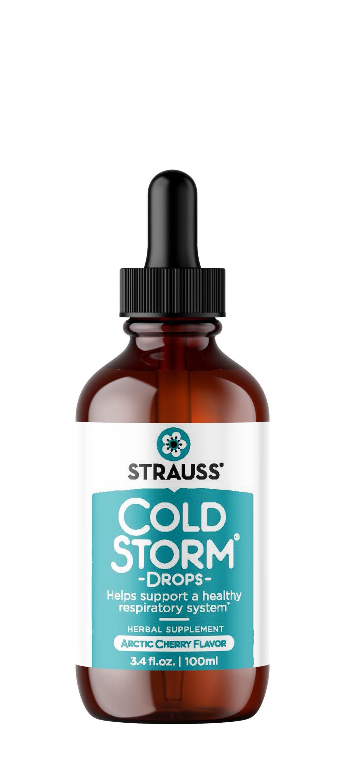 Strauss Naturals Coldstorm Drops – Immune & Respiratory Systems Support Supplements with Arctic Cherry Flavor, Natural Formula, Gluten-Free, Soy-Free, and Non-GMO, 3.4 fl oz