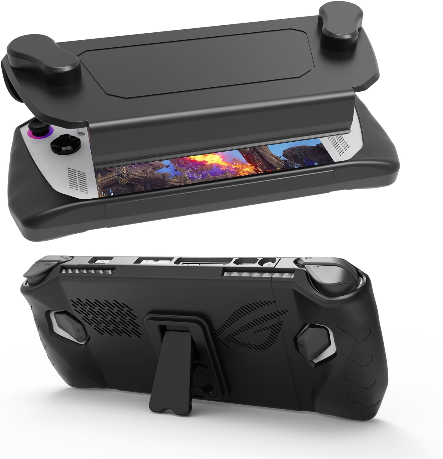 Upgraded Ultra Slim TPU Protective Case with Front Cover Compatible with ASUS ROG Ally, Shock-Absorption, Non-Slip and Anti-Scratch Design Cover Protector (Black)