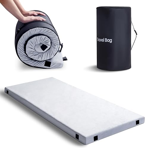 MUUEGM Colchón de espuma viscoelástica para campamento, tapete de dormir CertiPUR-US, colchón enrollable portátil para adultos, tienda de campaña,