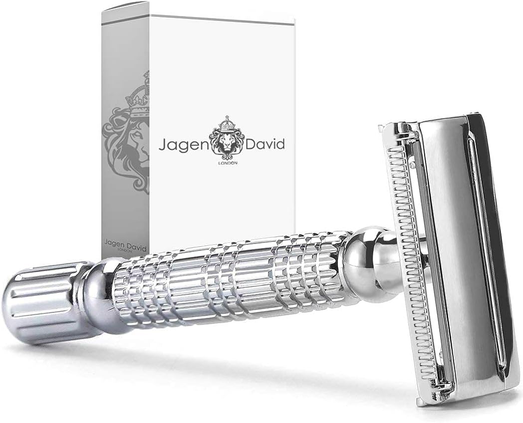 Safety Razor Butterfly Double Edge Compatible with All Standard Double Edge Razor Blades l Jagen David B40 (Silver)