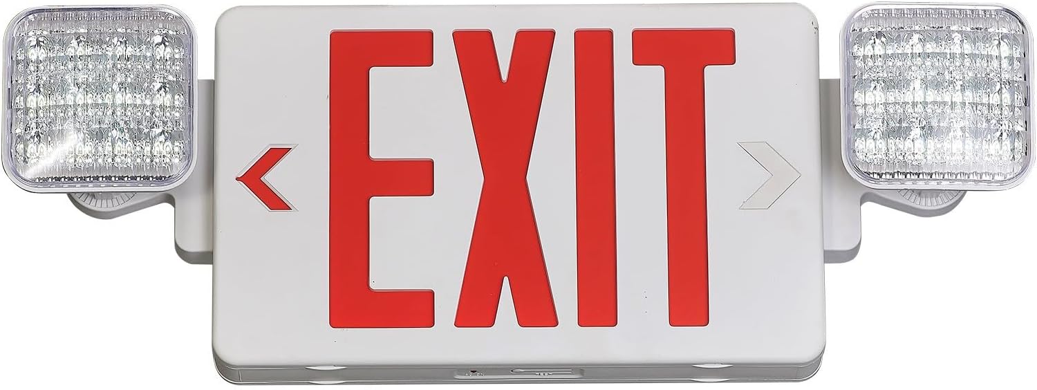 GZRUIYANG Exit Sign with Emergency Lights Red, LED Emergency Exit Light