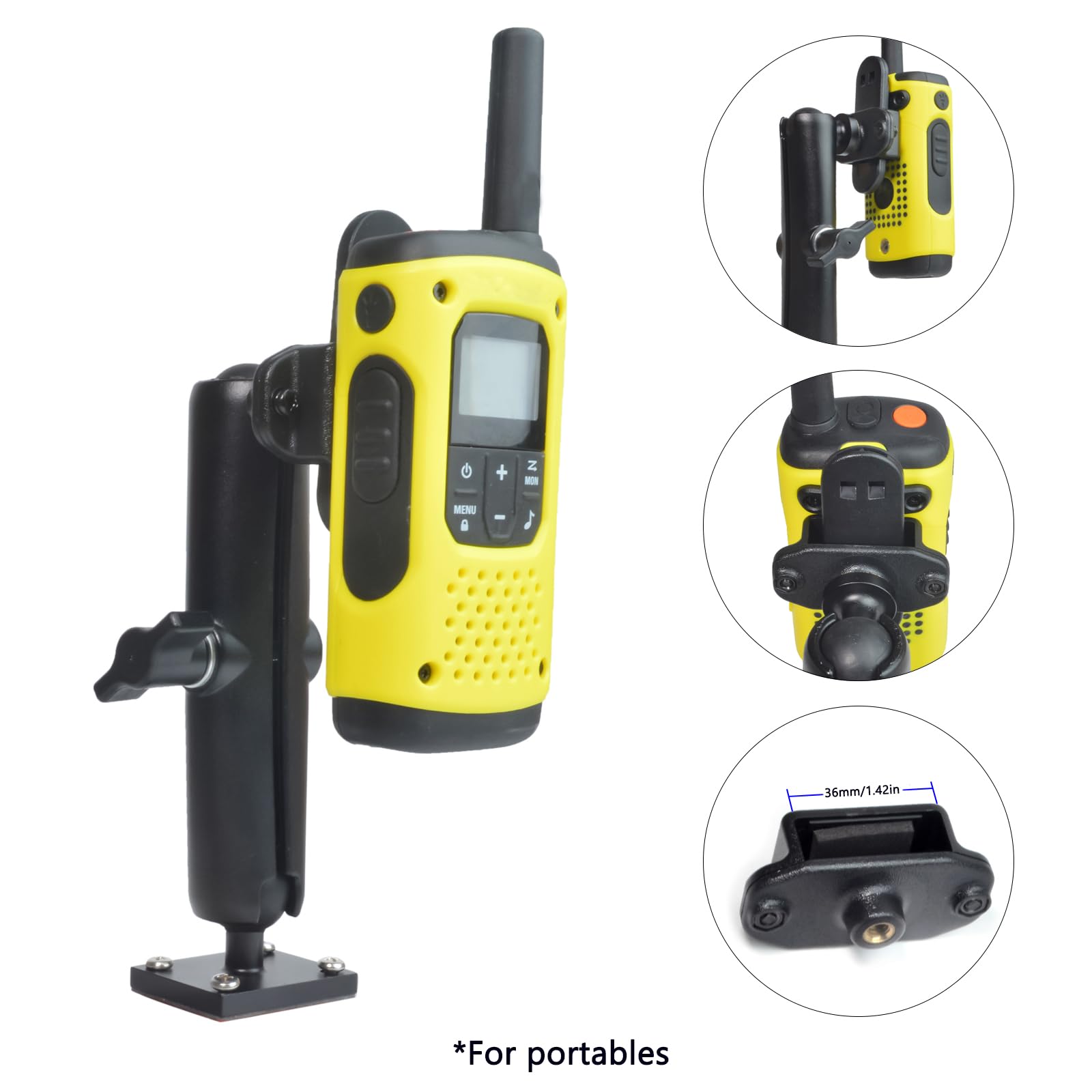 Soporte para Walkie-Talkie/Altavoz Micrófono, Porta Radio con Montaje para Coche/Camión/Oficina/Pared, Compatible con Motorola Kenwood Midland BaoFeng Quansheng