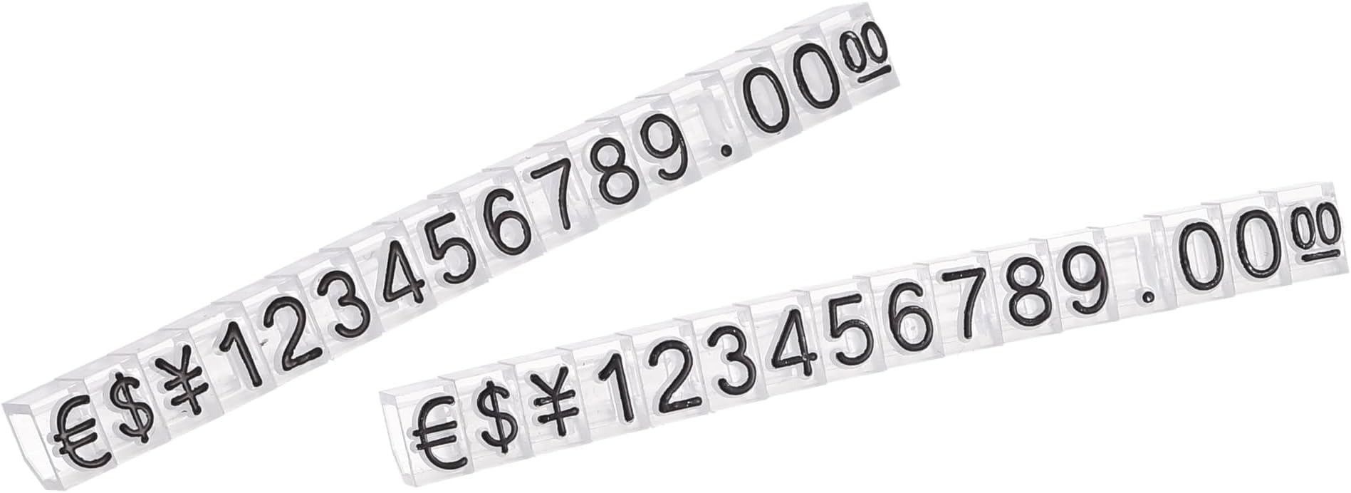 MECCANIXITY Adjustable Removable Mini Cube Price Tag Display Number Letter Price Label Stand Block Kit for Shop Counter Black on Clear,3.8x6.9mm,16 Sets