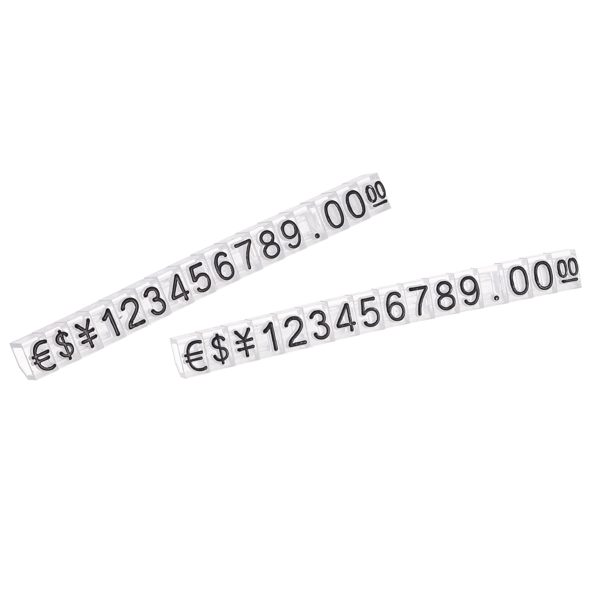 MECCANIXITY Adjustable Removable Mini Cube Price Tag Display Number Letter Price Label Stand Block Kit for Shop Counter Black on Clear,3.8x6.9mm,16 Sets