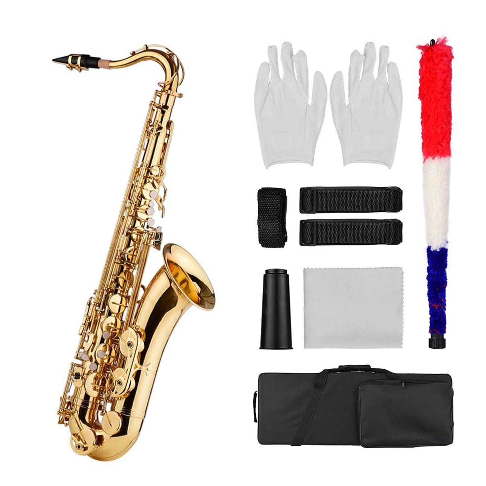 Saksofon Saksofon Tenorowy Bb Korpus Z Mosiądzu Złoty Instrument Dęty Drewniany Z Futerałem Do Przenoszenia Rękawiczki Szczotka Do Tkanin Sax Paski Na Szyję