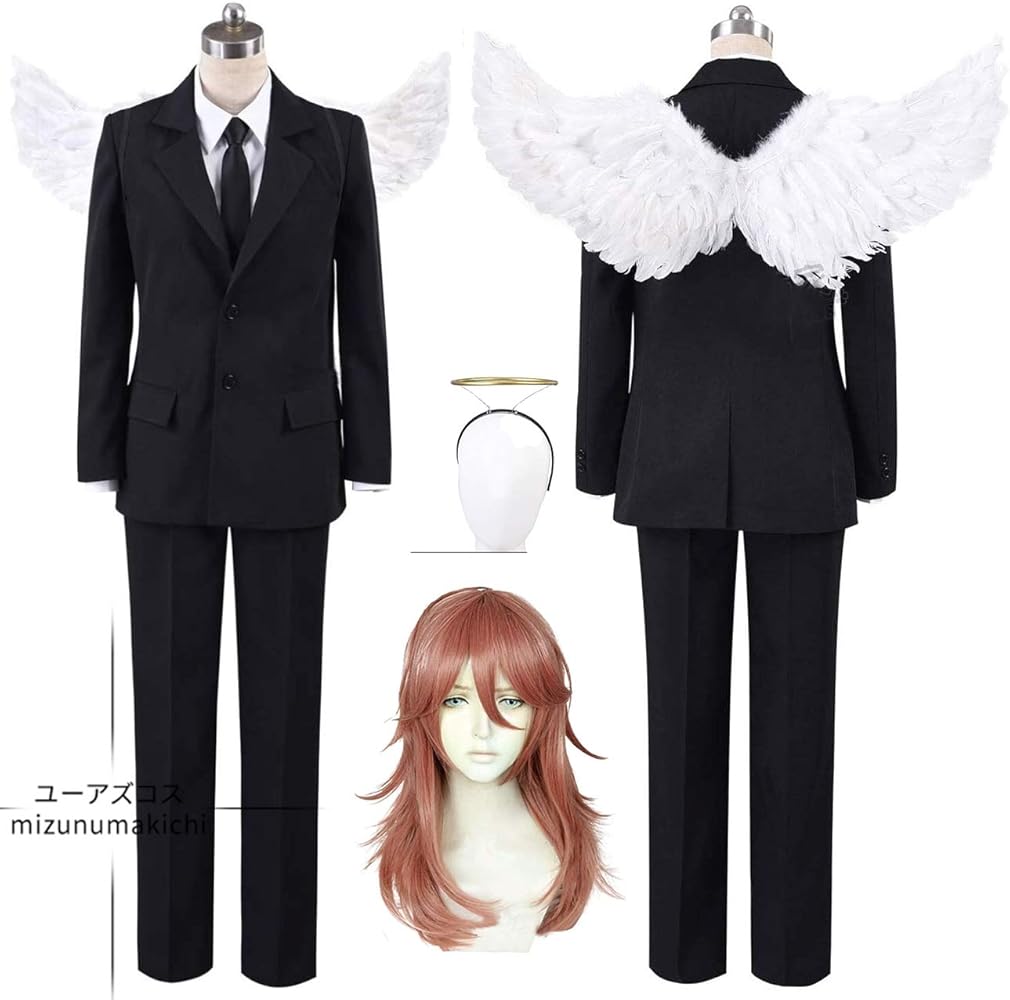 チェンソーマン　天使の悪魔　コスプレ　衣装　ウィッグ　羽　輪っか　セット Amazon.co.jp: コスプレ衣装 チェンソーマン 天使の悪魔 衣装+羽