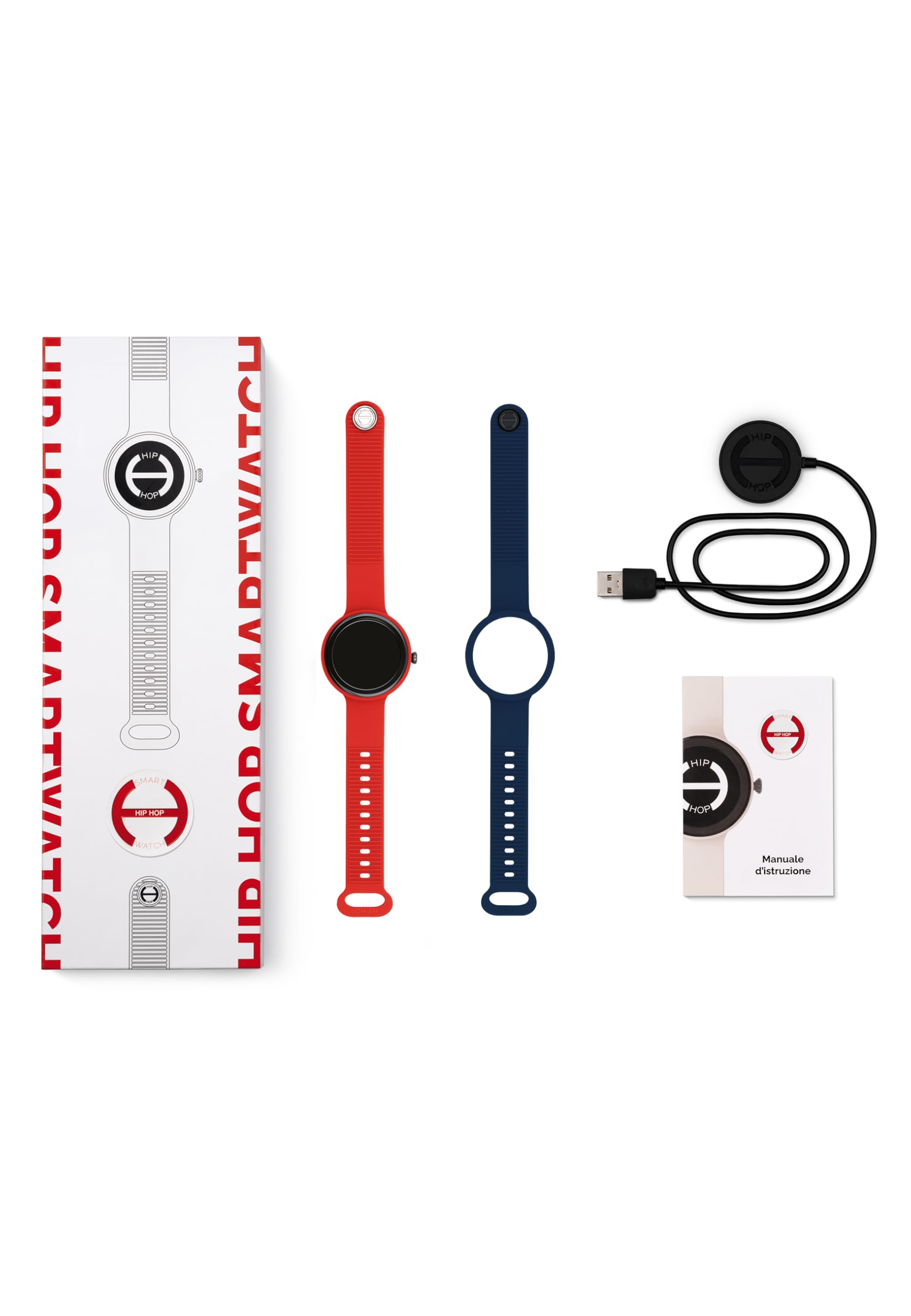 HIP HOP HWU1202 Damski HERO.NEXT Tarcza MONO-KOLOROWA CZARNY mechanizm SMARTWATCH SMARTWATCH i CZERWONY SILIKONOWY PASEK, NIEBIESKI HWU1202
