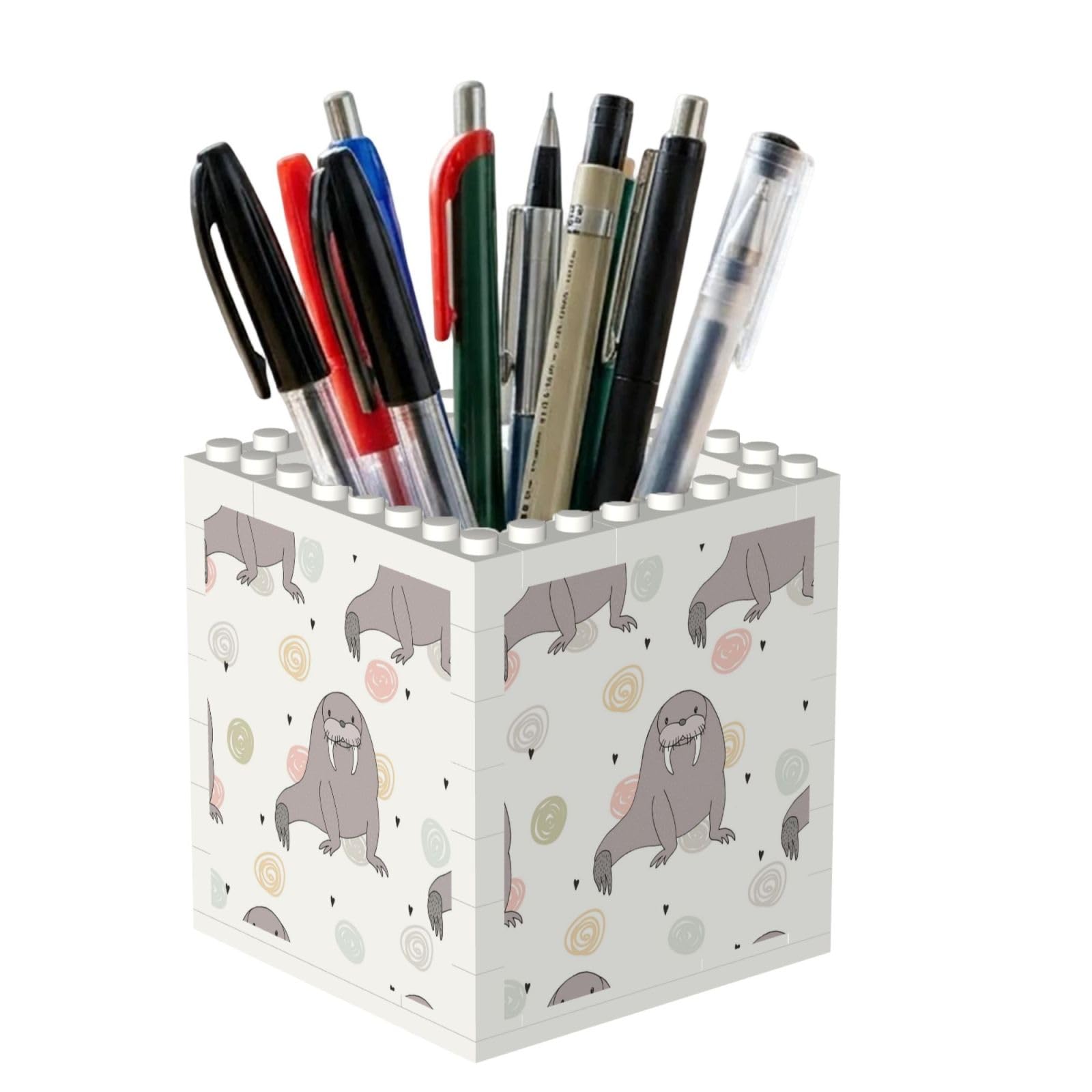 Poadnly Seal And Walrus Pattern, Pen Pot Pencil Holder for Office Home School, Compact Desk Organiser for Office Stationery