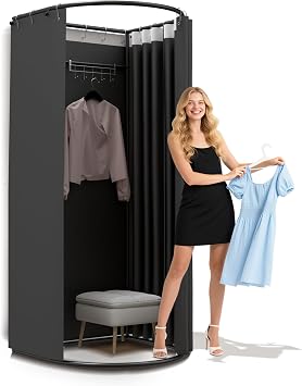 AMSXNOO Clothing Store Fitting Room, Black, 85x80x200CM | Removable Temporary Changing Locker Room, Shading Curtain, Portable Privacy Dressing Room, For House Office Shopping Mall