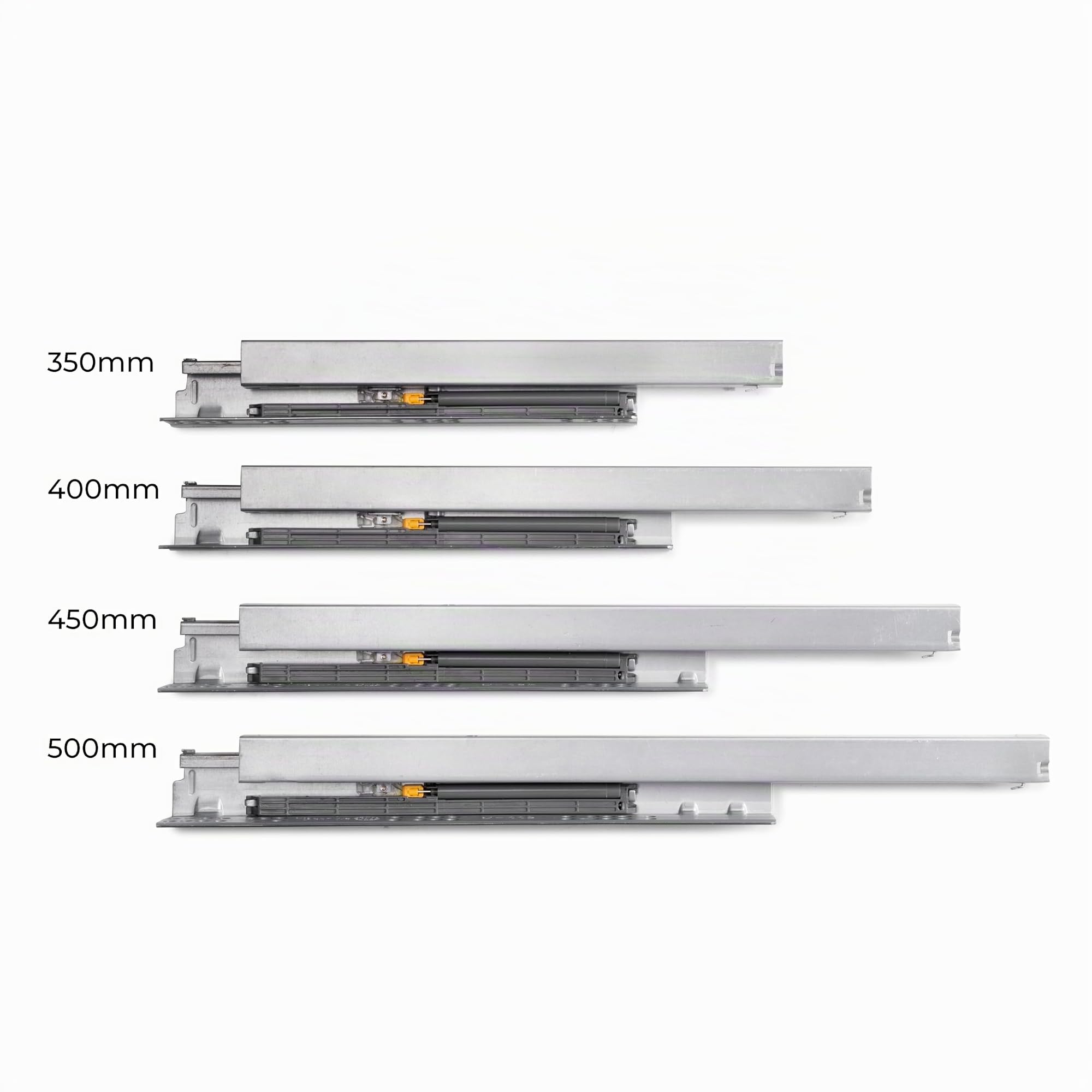Emuca - Kit cassetto per cucina o bagno, altezza 178mm, profondità 500mm, 30 Kg, chiusura soft, pannelli no inclusi, Acciaio, Bianco