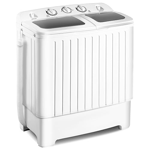 Giantex Portable Washing Machine, 20lbs Washer and Spinner Combo, Twin Tub 12lbs Wash & 8lbs Spin, Mini Compact Laundry Clothes Lavadora Portatil for Apartment Dorm RVs (White & Grey) - White & Grey