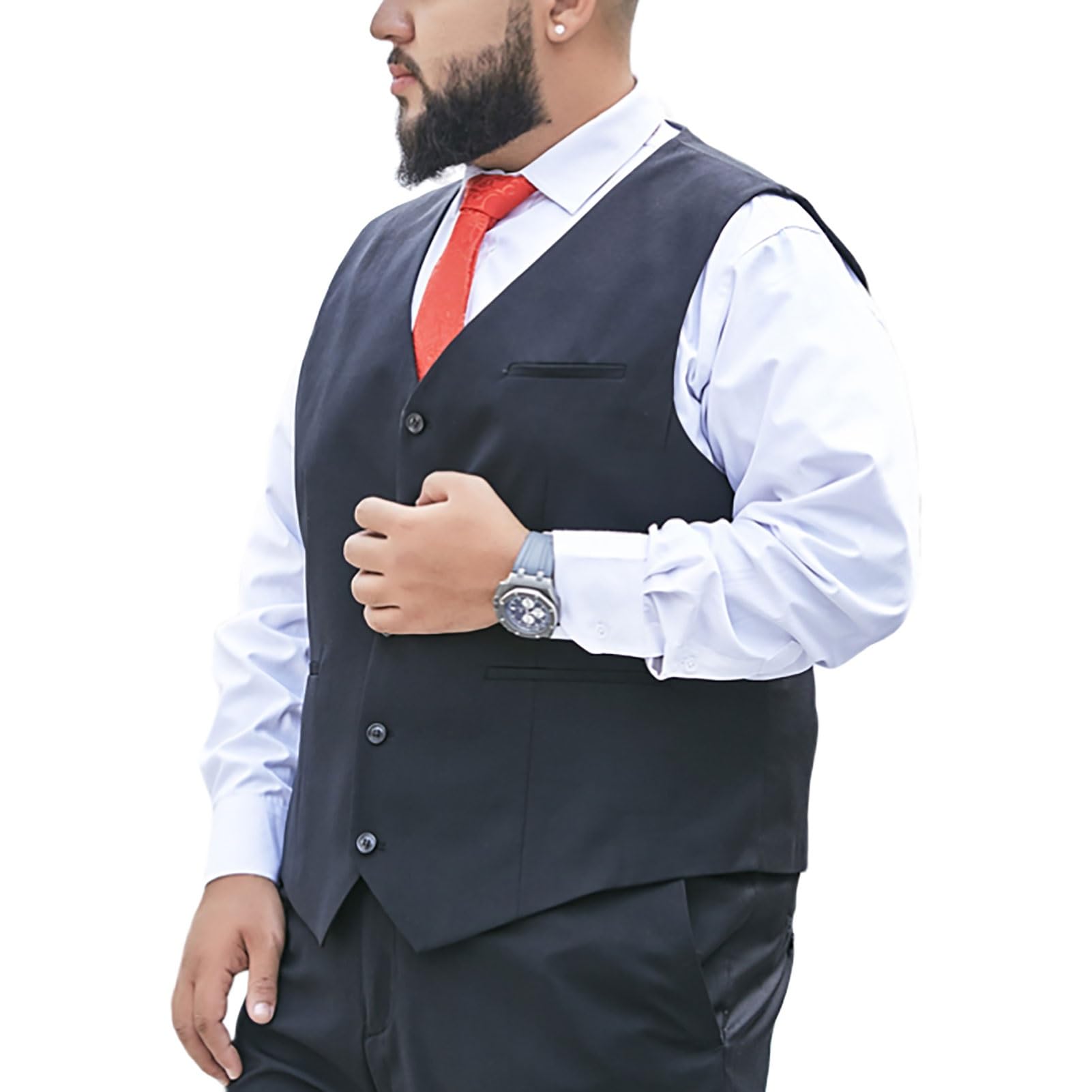 Gilet Estivo Da Uomo Per Taglie Forti E Alte, Classico Gilet Monopetto Da Matrimonio, Gilet Leggero Da Lavoro