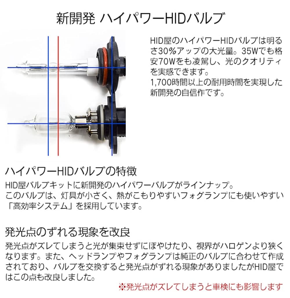Amazon | HID屋 HIDバルブ 35W（バルブのみ2個） H1 H3 H7 H8 H10 H11