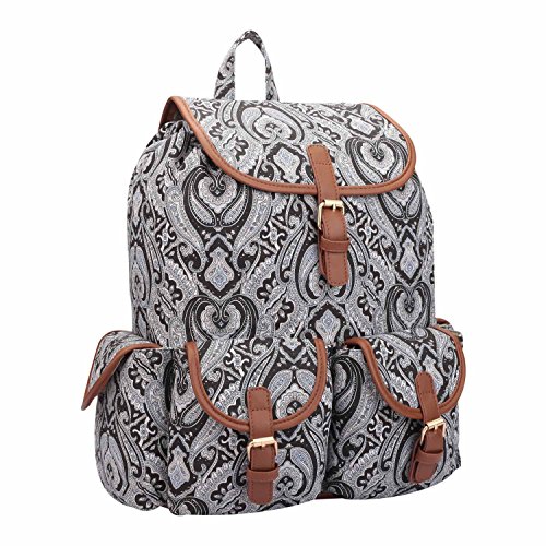 Mädchen Rucksack Ranzen 15 FARB-Designs - Canvas Segeltuch Rucksack Damen Tasche - 20 Liter Medium Schule Handgepäck Rucksäcke 5 Fächer - Kordelzug & Flip-Open Deckel 36cm x 33 x 18 Cover