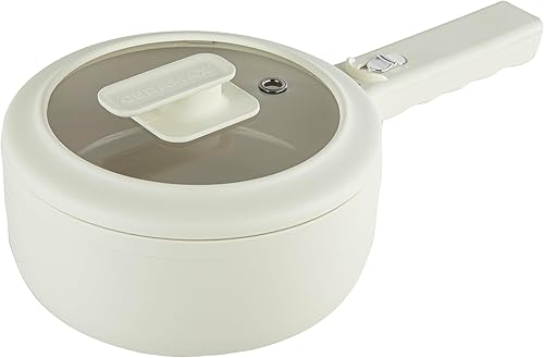 CERAMAX PRO - Olla eléctrica con tapa y vaporizador, sartén de cerámica no tóxica de 2 litros para ramen, huevos, pasta para dormitorios, camping,