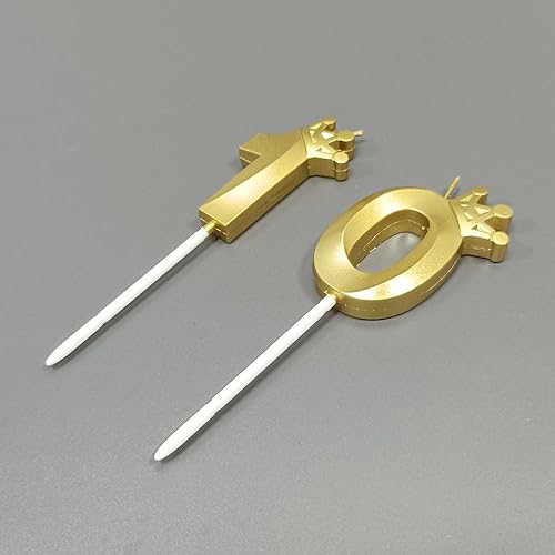 Miniatura 3 de Vela de cumpleaños número 10 con corona 3D diseñada para decoración de pastel de décimo año, velas de feliz cumpleaños, aniversarios (corona-10,