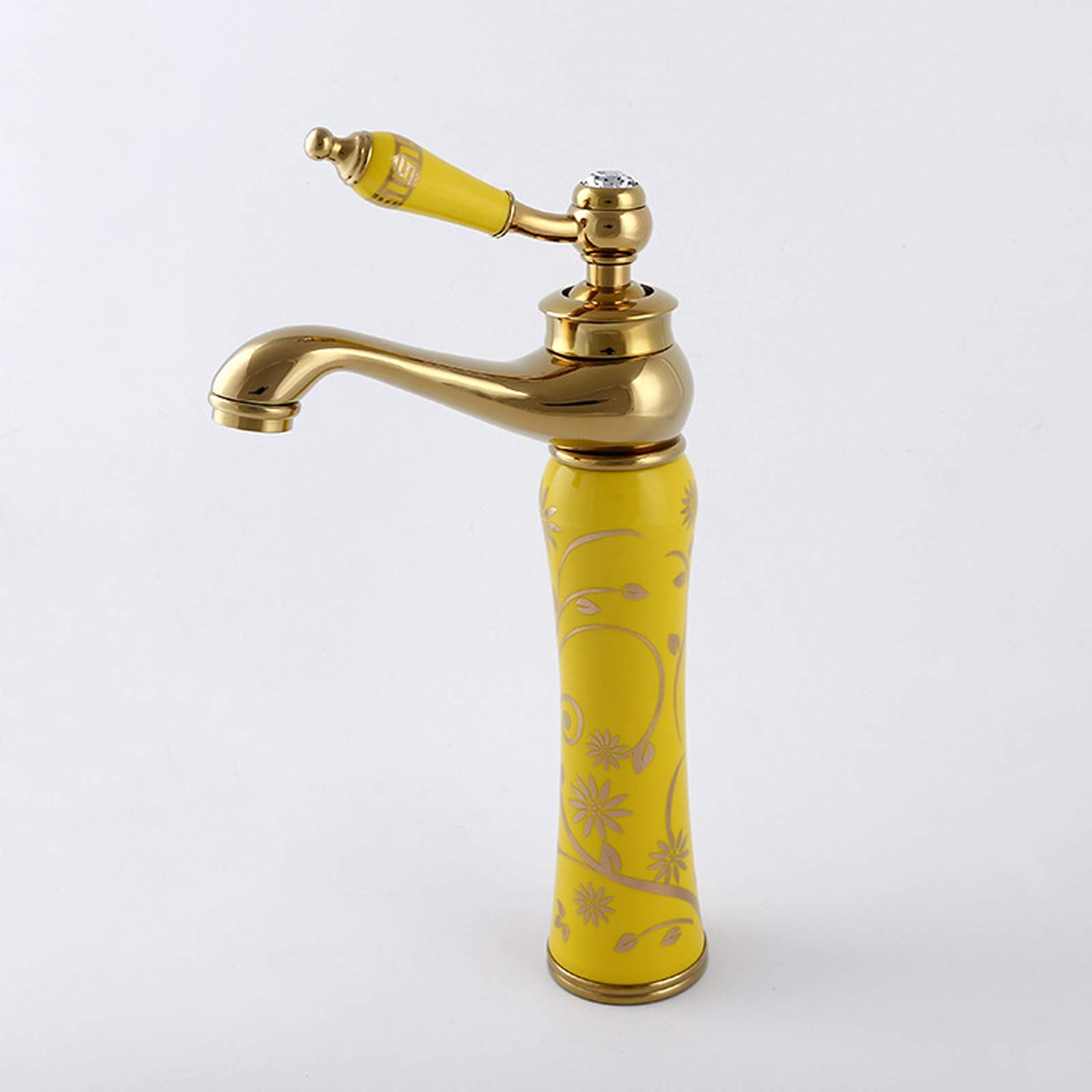 Mitigeur de lavabo antique en laiton doré chic pour salle de bain rétro