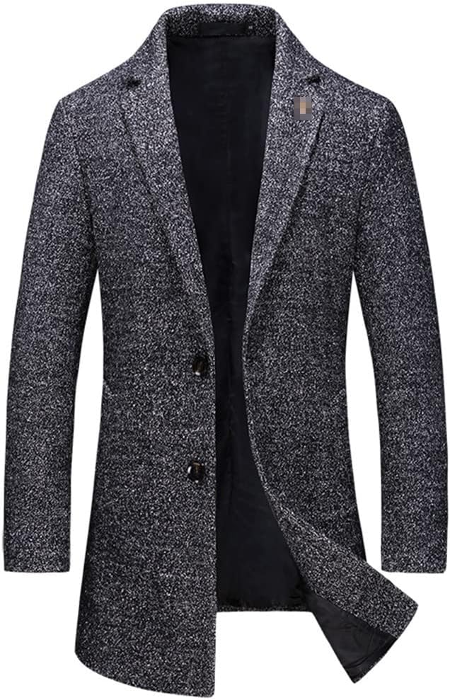 Autumn Mens Wool Coat Single Breasted Business Jacket Trend Mid-Long Trench Coat