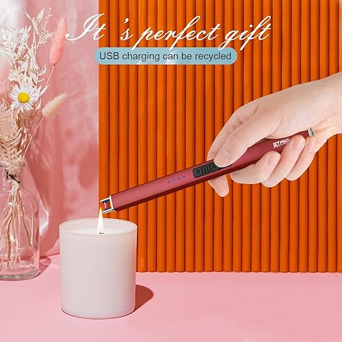 Miniatura 9 de Encendedor eléctrico de arco, resistente al viento, sin llama, USB, encendedor recargable con bloqueo de seguridad para velas, barbacoa, camping