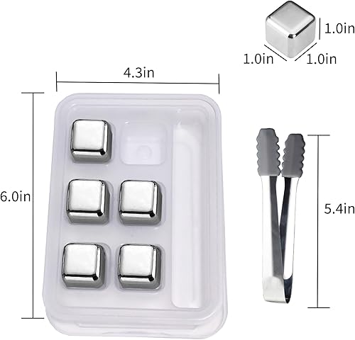 Miniatura 2 de Cubitos de hielo de metal, 6 cubos de hielo reutilizables de metal de acero inoxidable para bebidas