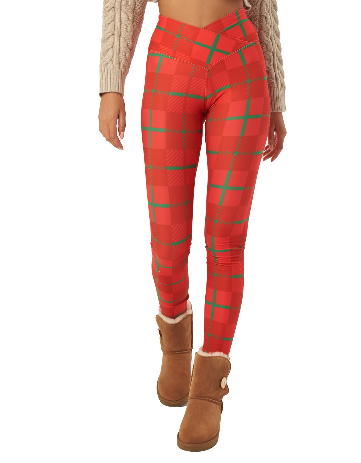 sissycos Women's Christmas Halloween Crossover Leggings High Waisted