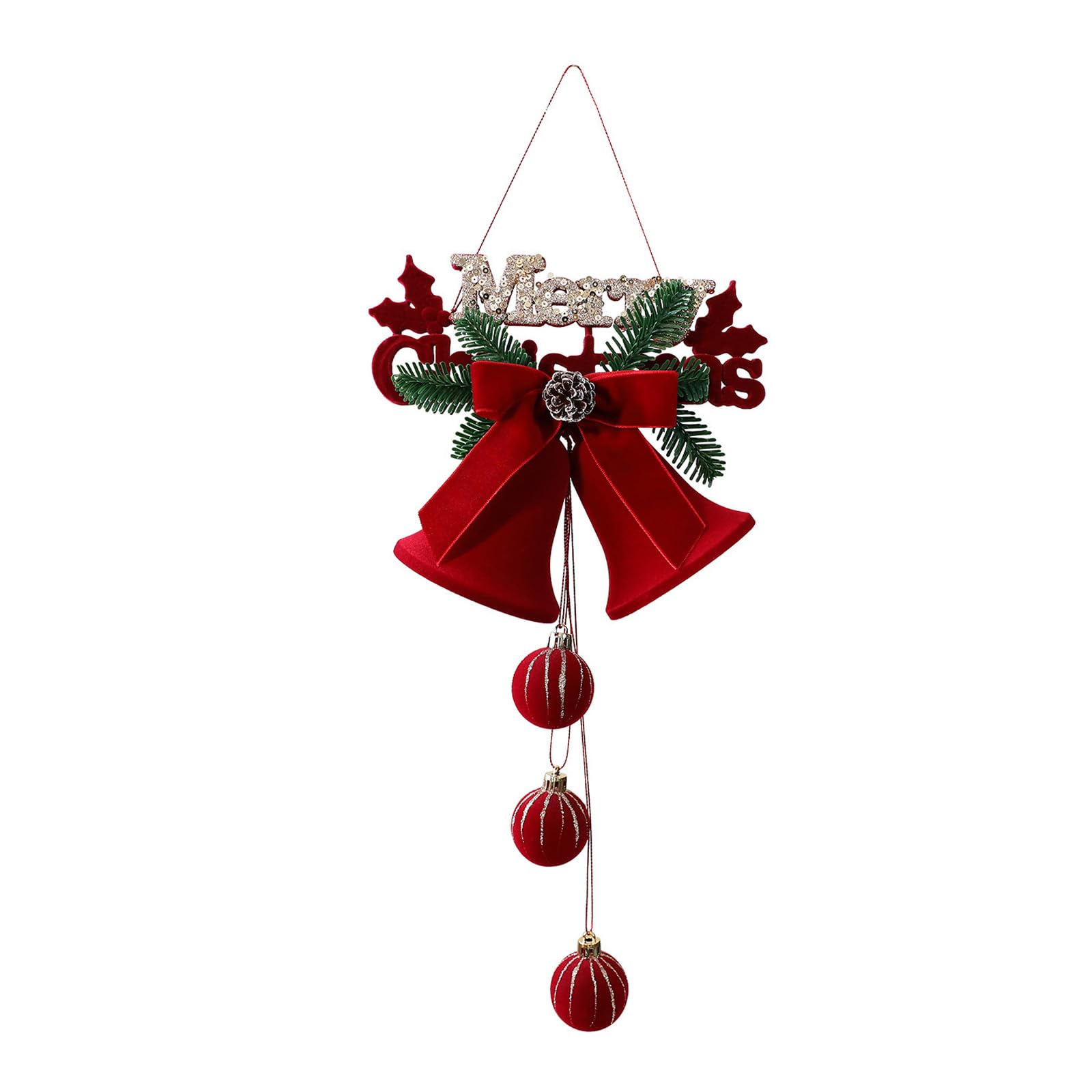 KAQNTUD Festival Bells Ornament Shatterproof Velvet Plastic Bells Christmas Tree Decoration for Mantle Window Decoration Christmas Bell
