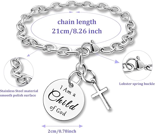 Miniatura 5 de DlaeKua Pulsera cristiana de regalo religioso para mujer con versículo bíblico inspirador para mujer, regalo de primera comunión, regalo de