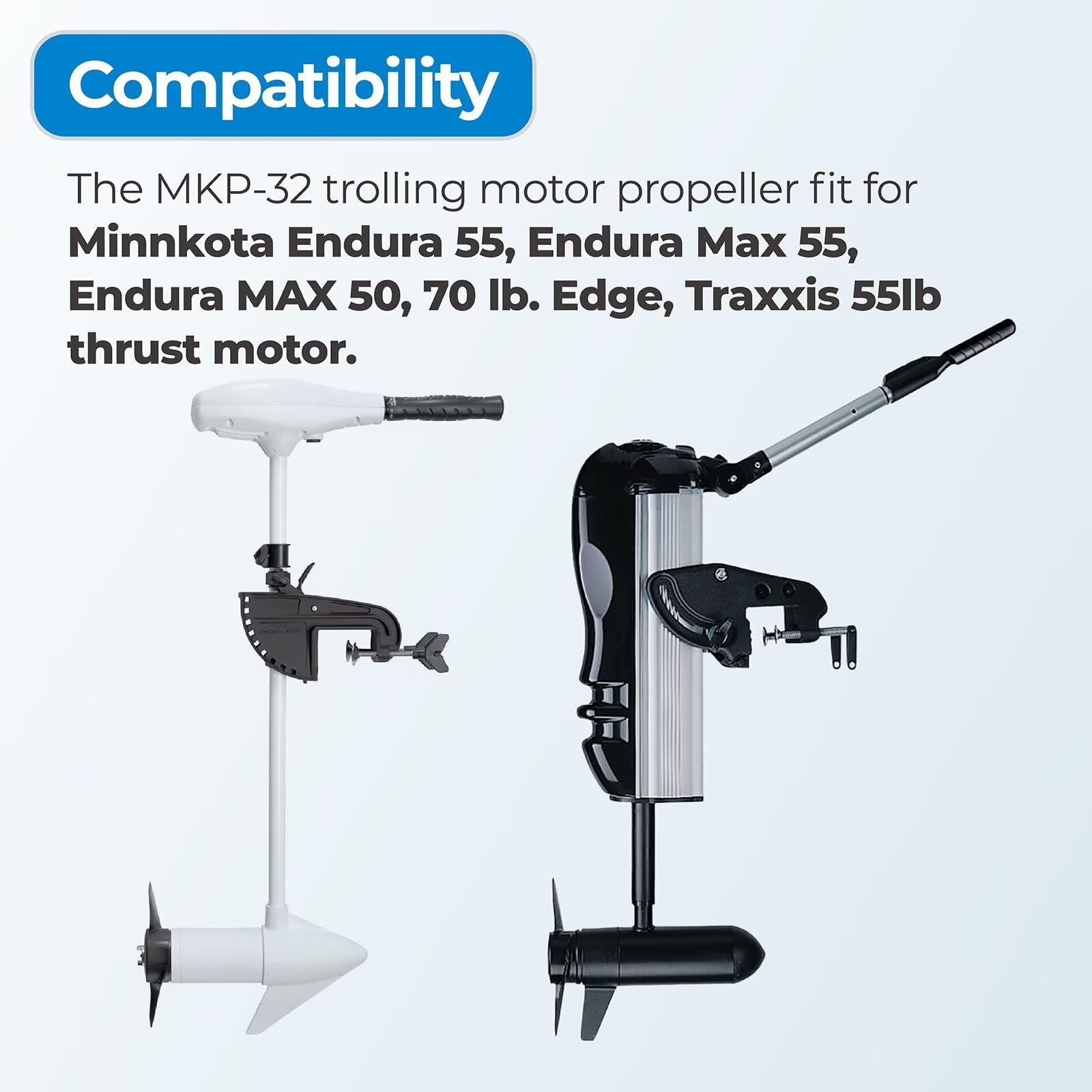 MKP-32 Trolling Motor Propeller Ersatz für Minn Kota Weedless Wedge 2 Prop #1865017#2091160, Weedless Wedge Prop Fits 3-5/20.3 cm Motor Diameters, Trolling Motor Replacement Parts