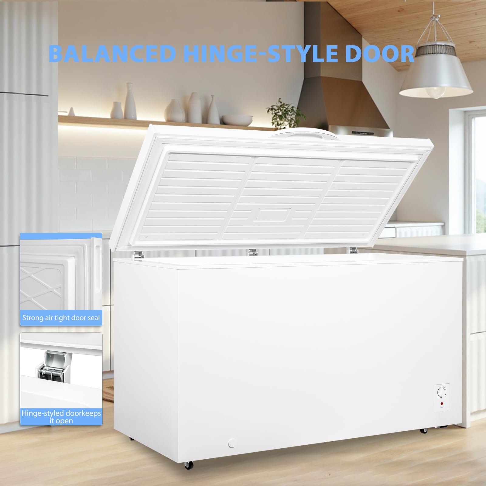 Techomey Chest Freezer 18 Cu Ft, Deep Freezer With 7 Level Adjustable Thermostat, Large Capacity Chest Freezer For Garage, Basement, Restaurants, White on Fridge.com - View 2
