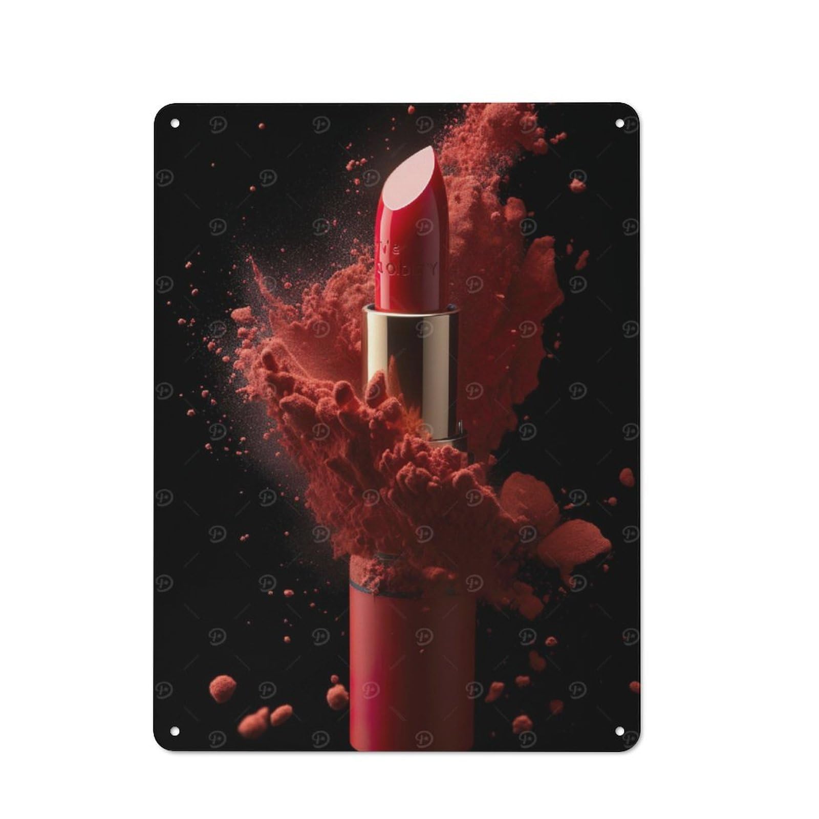 Junmoney Red Lipstick Illustration Retro Tin Sign 40X30cm For Pub Or Café, For Collectors Building A Themed Wall Display