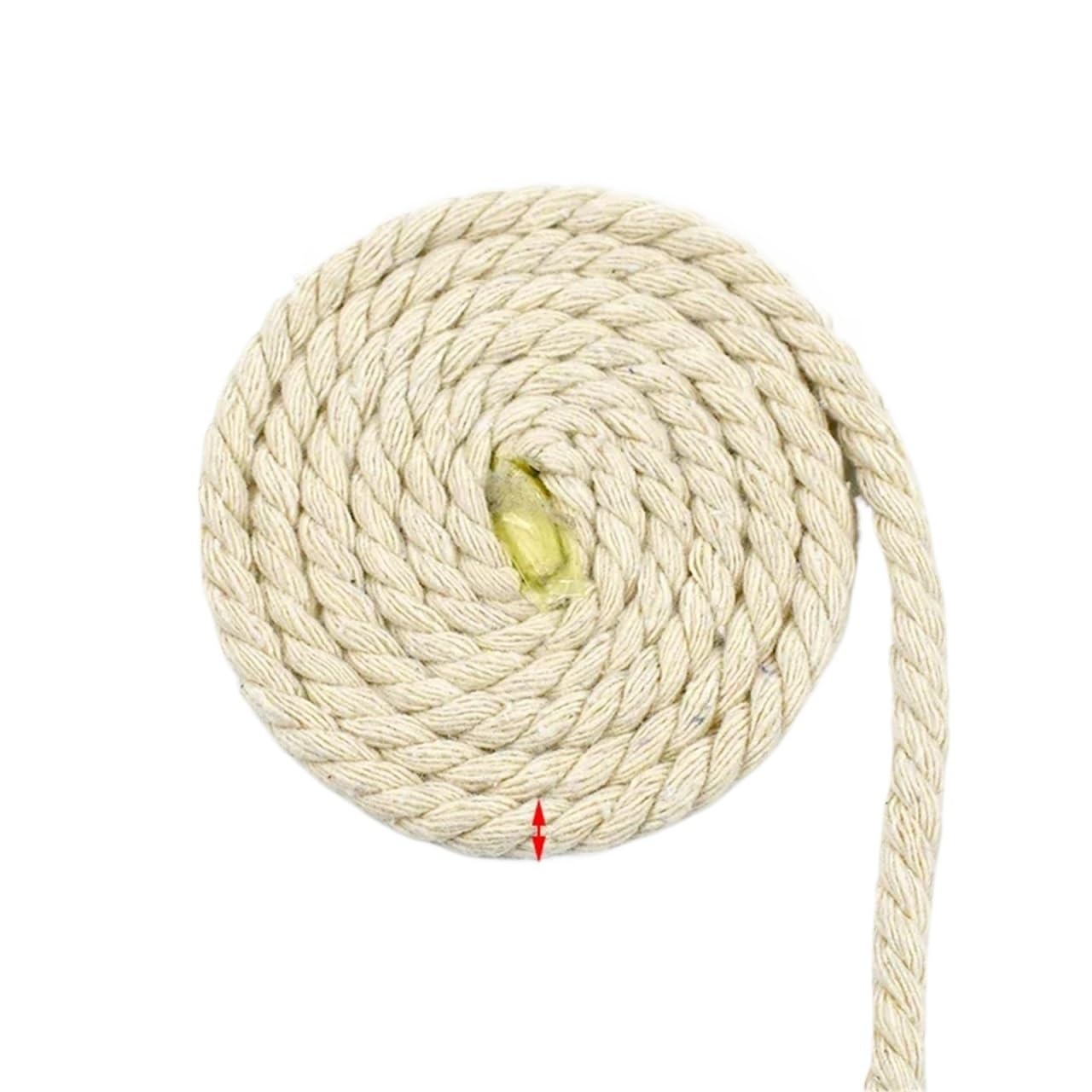 Twisted Cotton Cord 2/5/10M 5-20mm Cotton Rope 3 Shares Twisted Ropes Decorative String Bag Clothes Braid Macrame Cord Home Textile Lace Sewing(Beige-7mm,2Meters)