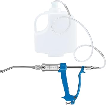 30 ML Adjustable Veterinary Metal Feeding Gun, DrenchGun for Sheep Continuous Dosing Autonomous Feeding Device Veterinary Medicine Dispenser Sheep Drench Gun, for Pig Cow, Sheep, Horse