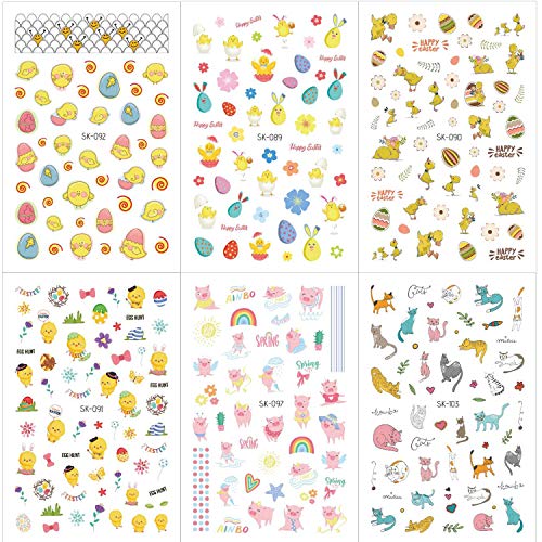 Konsait 700Pcs Easter Nail Art Stickers,St. Patrick’s Day Decoration Luck Of The Irish Nail Art Stickers Decals, Bunny Shamrock Nail Sticker False Nail Design Self-Adhesive Nail Tips Decorations #TOP3