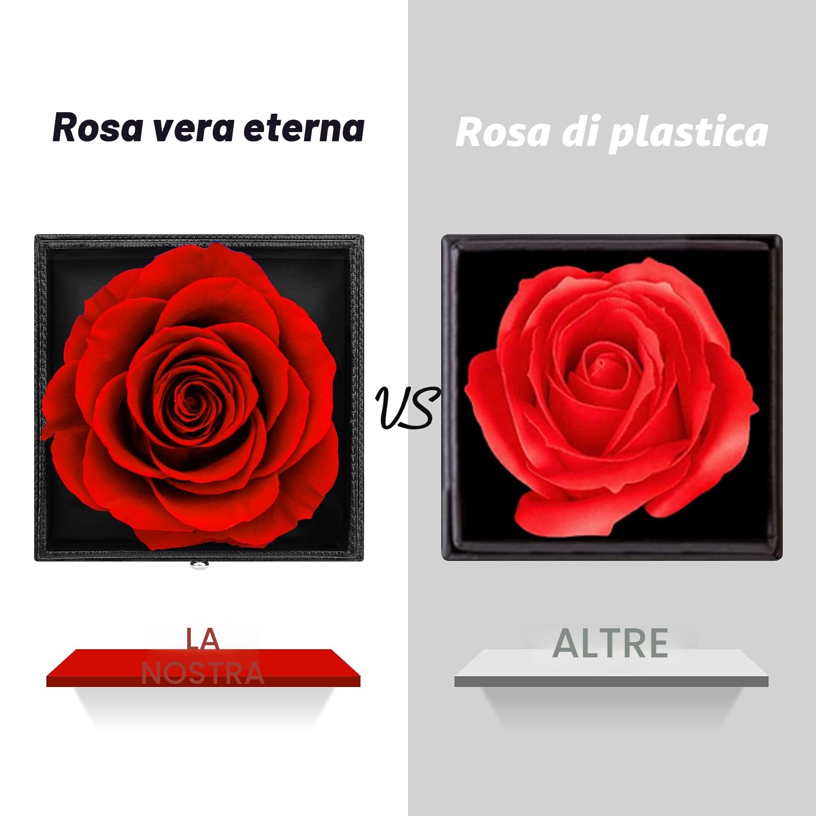Rosa Stabilizzata Vera, Con Collana I Love You, Regalo Fatto a Mano Con Vera Rosa Eterna Per la Sua Donna,Moglie,Fidanzata,Madre,Per Compleanno,Anniversario,San Valentino,Festa Della Mamma,Natale