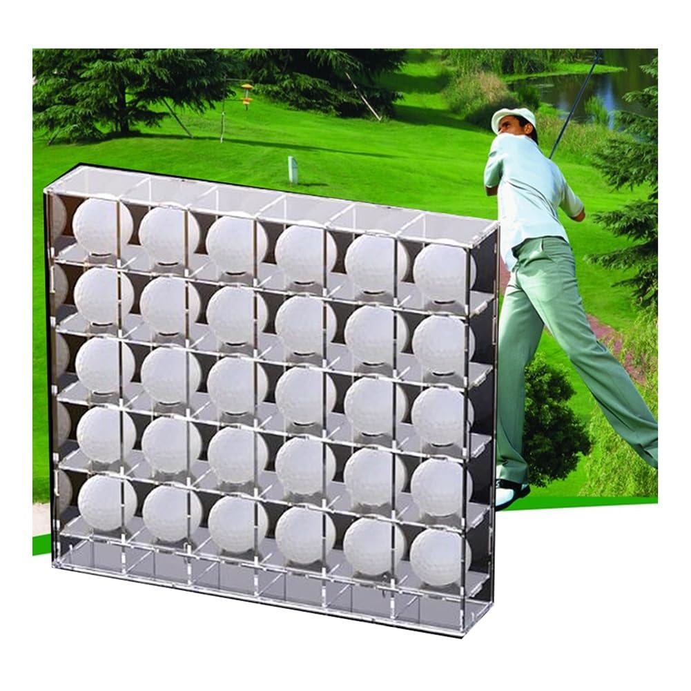 GRRICEPL Wandhalterung/DesktopGolfbälle Vitrine, Golf-Geschenkaufbewahrungsbox, Golfballhalter Aus Acryl, Zeigt Bis Zu 42 Golfbälle An (Farbe : klar, Größe : 388x75x285mm)