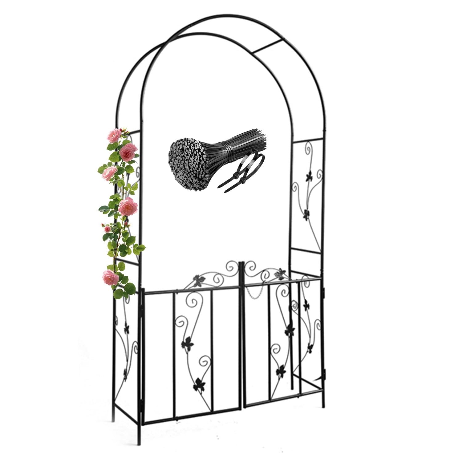 Tonnelle en Fer Noir Heavy-Du de Jardin XL Design Élégant et Structure Robuste pour Extérieur