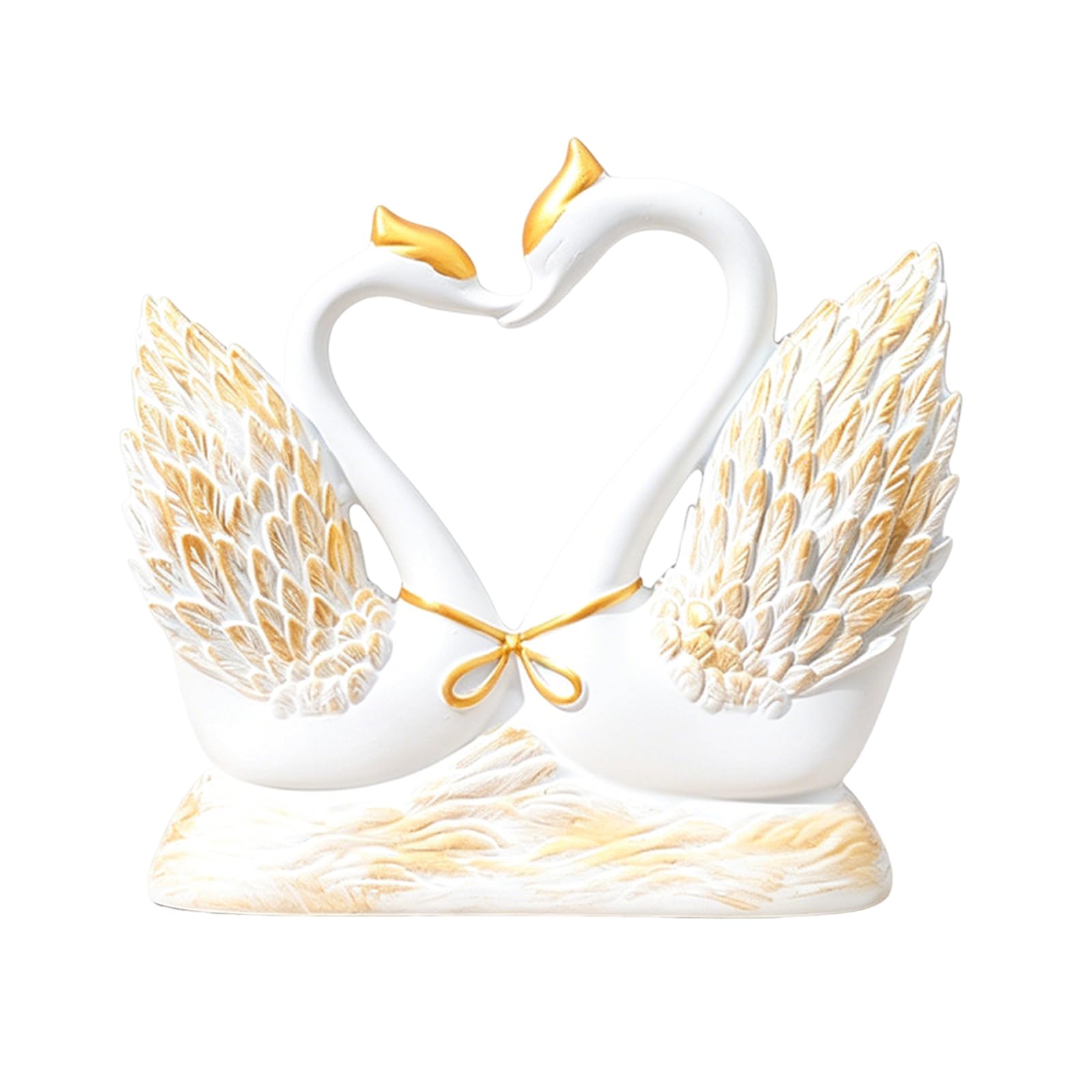 Small Swan Figurines for Wedding Anniversary and Valentines Resin Swan Ornament Swan Couple Figurines for Birthday Living Room Bedroom Shelf Desk (Black) (B)