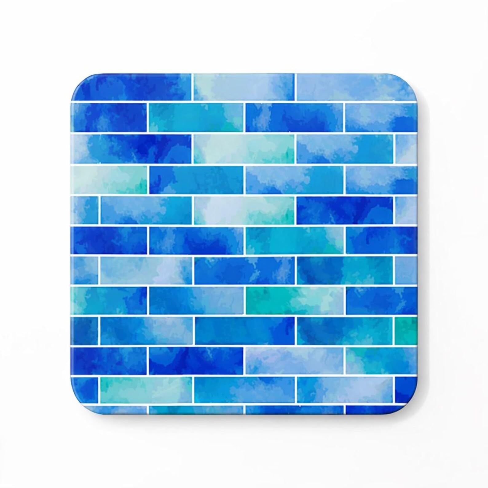 Half A Donkey Multicolor Blue Watercolor Tile Coaster